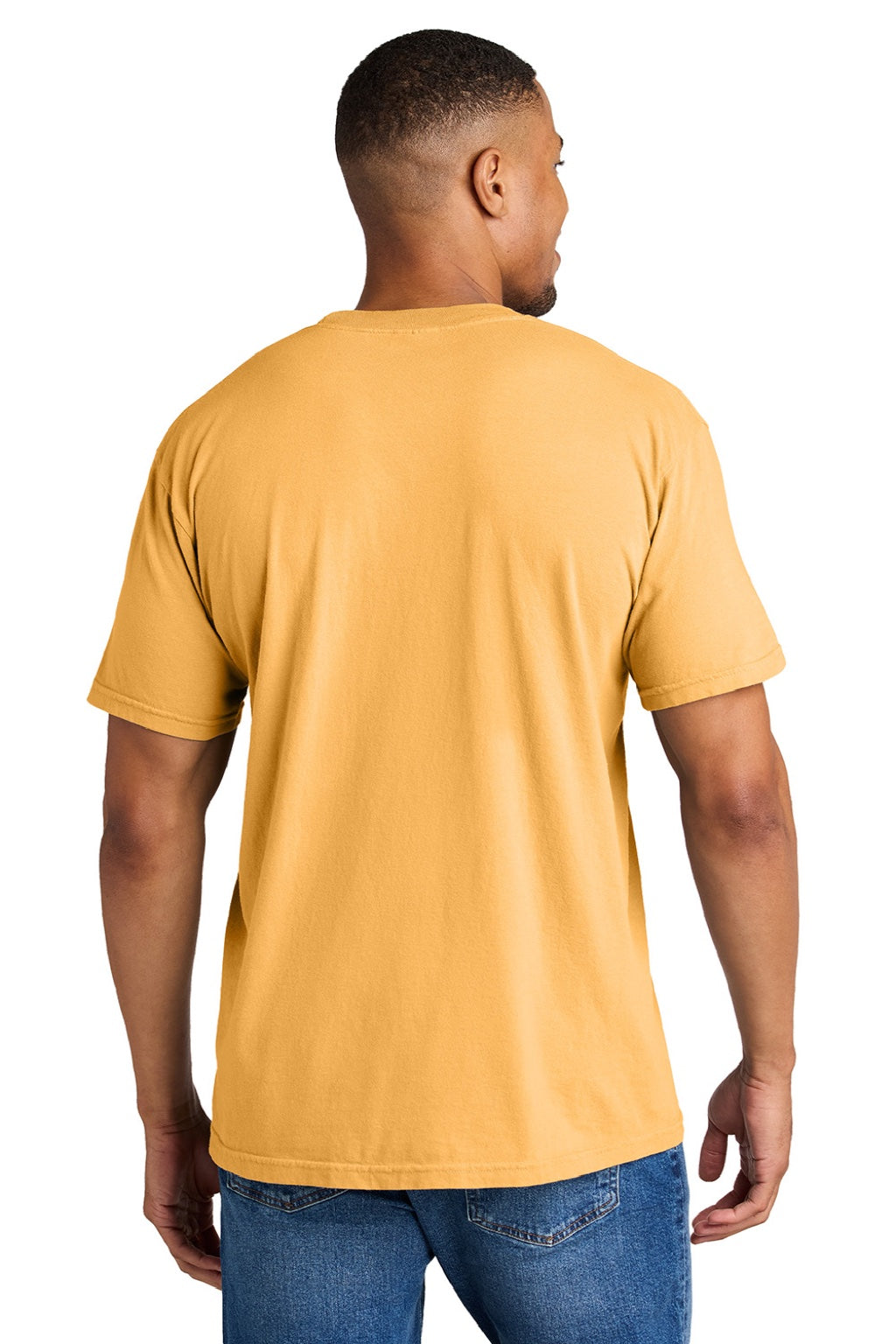 Comfort Colors 1717 Mens Short Sleeve Crewneck T-Shirt Citrus Yellow Model Back