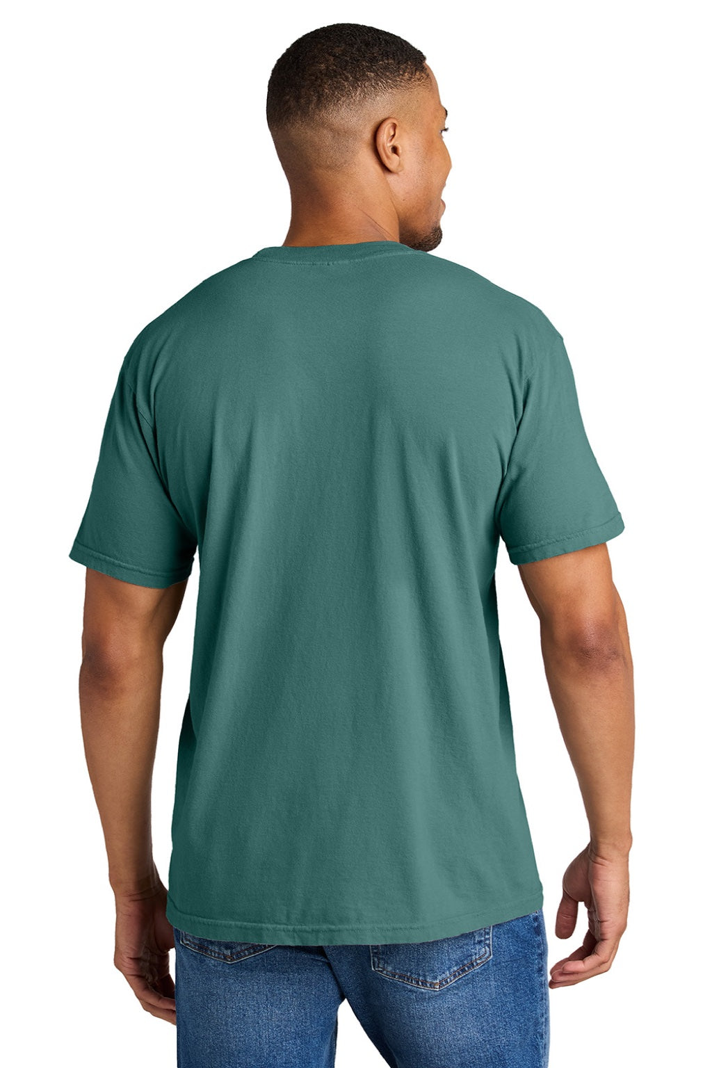 Comfort Colors 1717 Mens Short Sleeve Crewneck T-Shirt Emerald Green Model Back