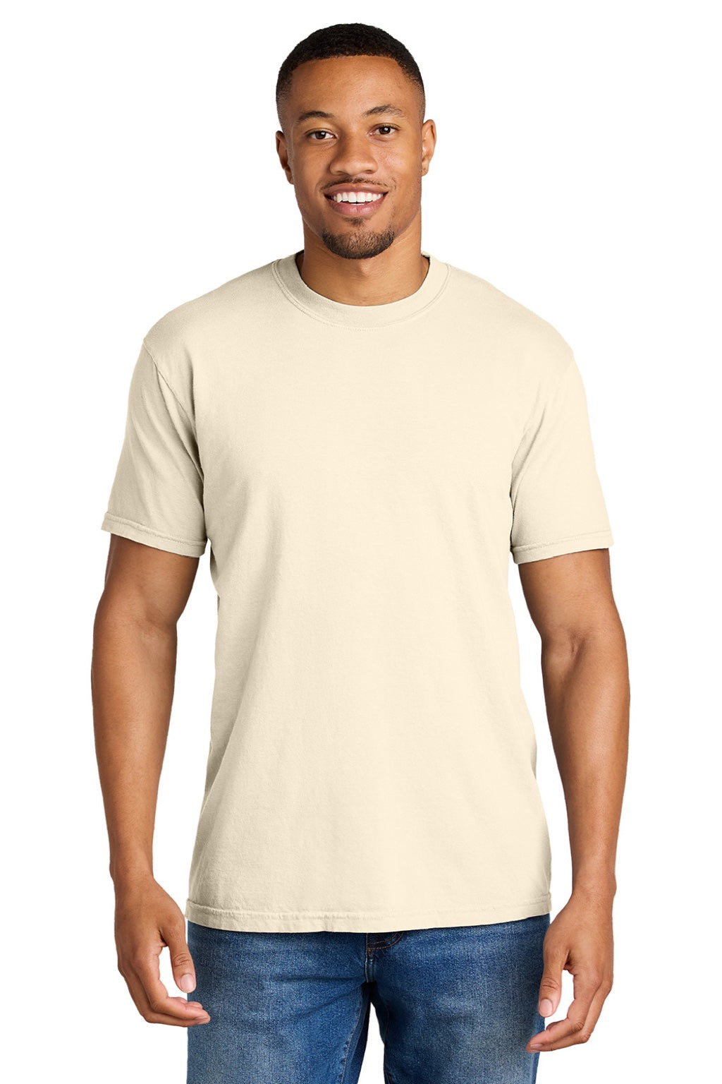 Comfort Colors 1717 Mens Short Sleeve Crewneck T-Shirt Ivory Model Front
