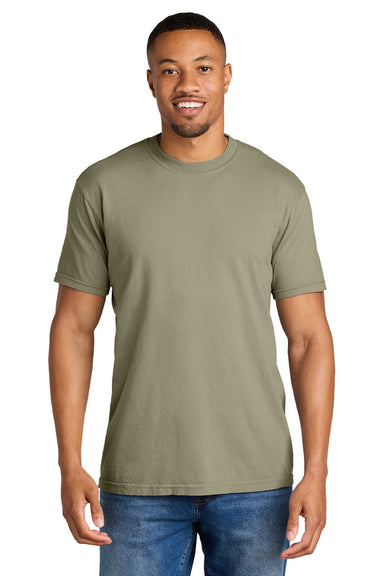 Comfort Colors 1717 Mens Short Sleeve Crewneck T-Shirt Khaki Brown Model Front