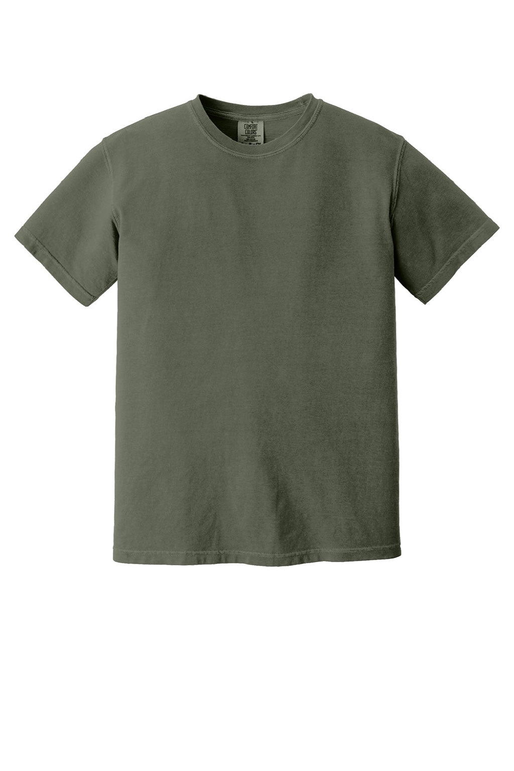 Comfort Colors 1717 Mens Short Sleeve Crewneck T-Shirt Moss Green Flat Front