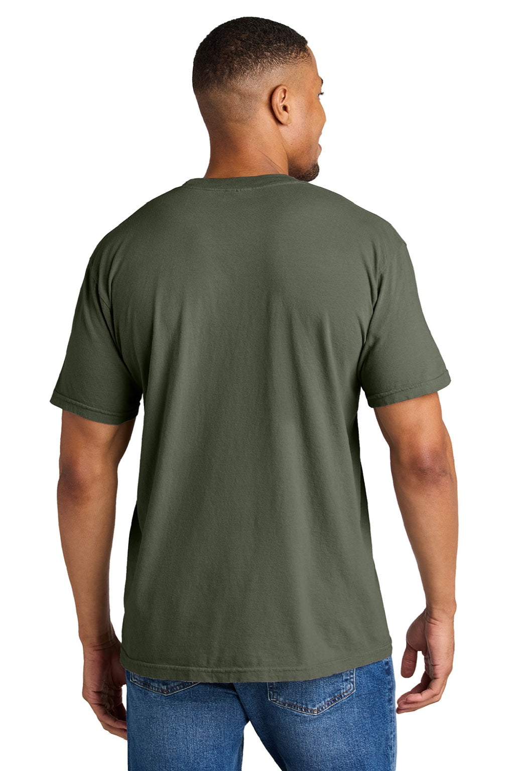 Comfort Colors 1717 Mens Short Sleeve Crewneck T-Shirt Moss Green Model Back