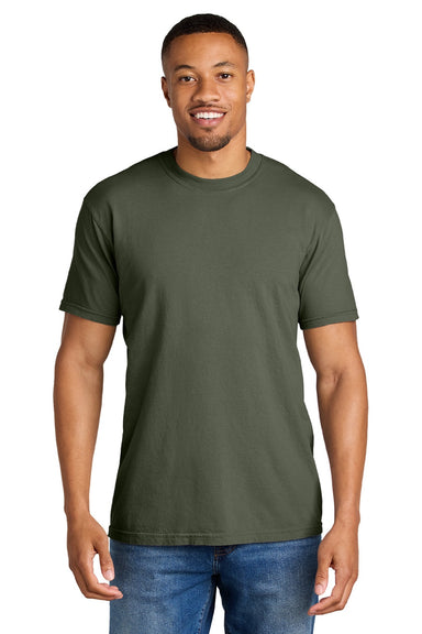 Comfort Colors 1717 Mens Short Sleeve Crewneck T-Shirt Moss Green Model Front