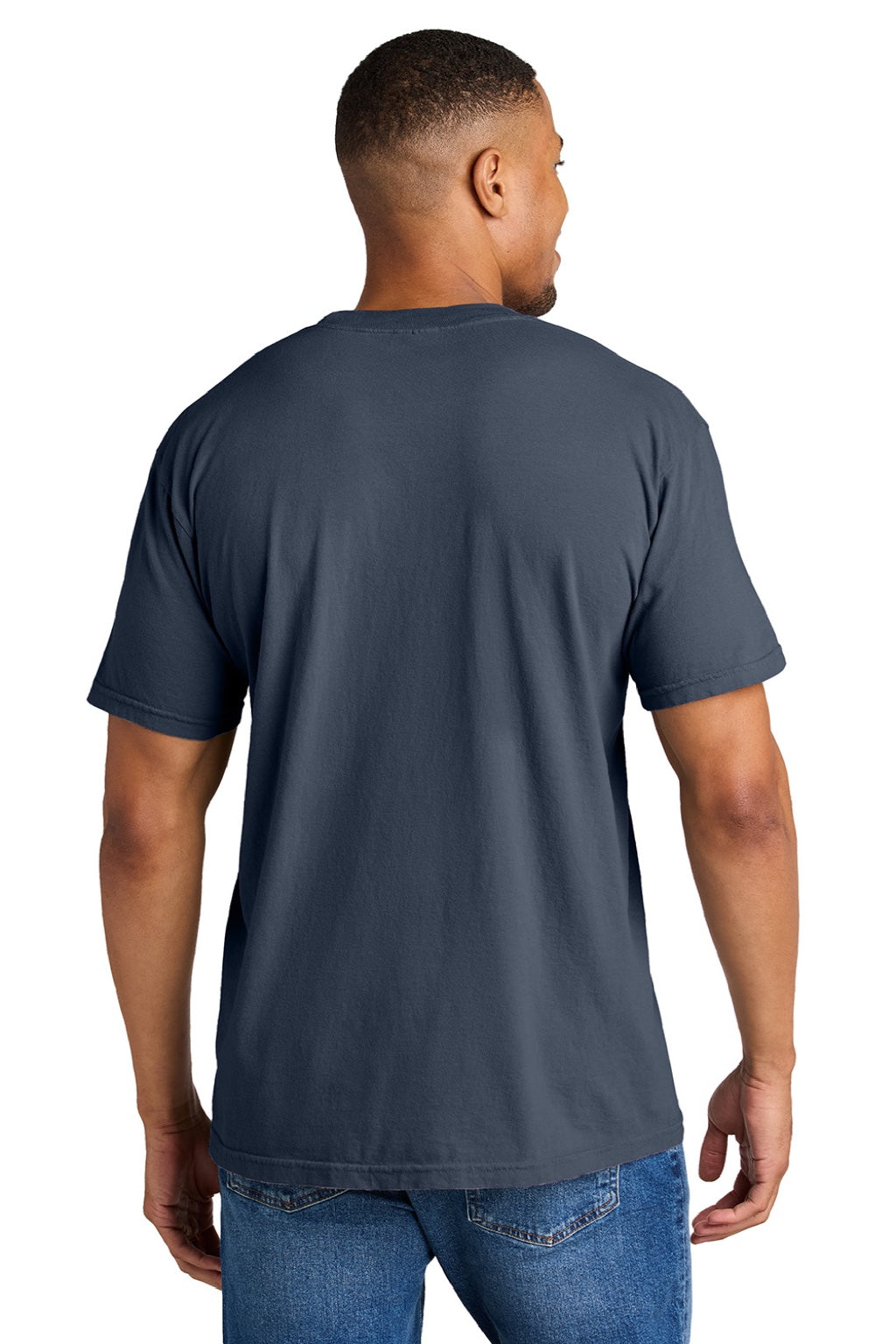 Comfort Colors 1717 Mens Short Sleeve Crewneck T-Shirt Navy Blue Model Back