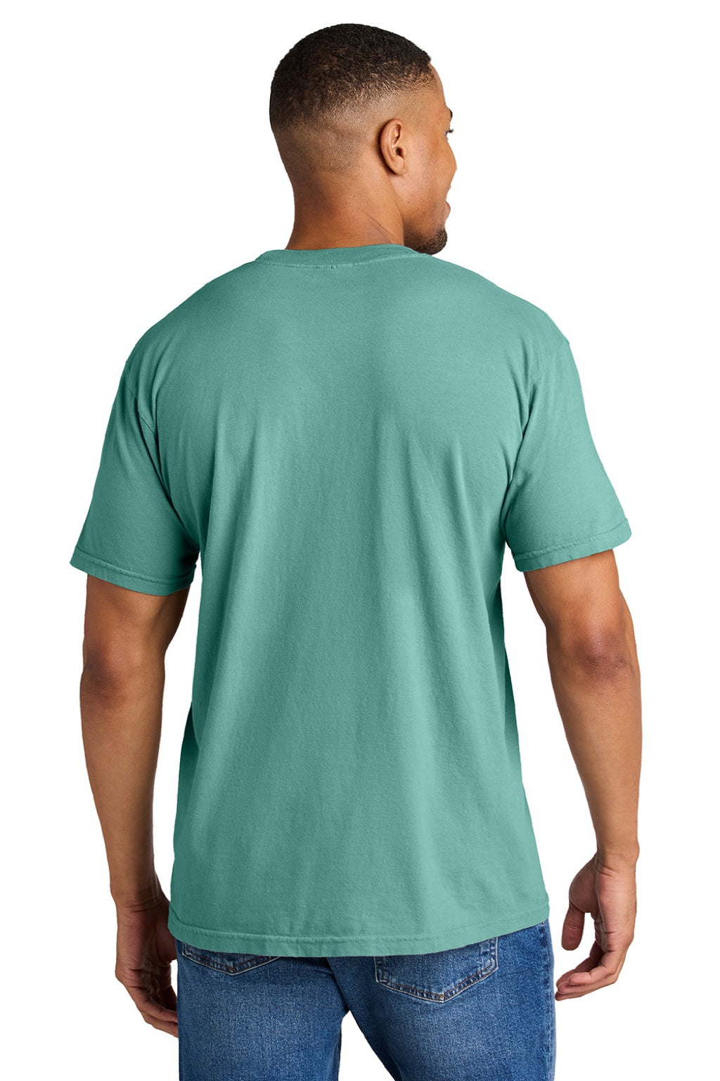 Comfort Colors 1717 Mens Short Sleeve Crewneck T-Shirt Seafoam Green Model Back