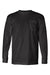 Bayside BA8100 Mens USA Made Long Sleeve Crewneck T-Shirt w/ Pocket Black Flat Front