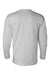 Bayside 8100 Mens USA Made Long Sleeve Crewneck T-Shirt w/ Pocket Dark Ash Grey Flat Back