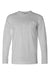 Bayside BA8100 Mens USA Made Long Sleeve Crewneck T-Shirt w/ Pocket Dark Ash Grey Flat Front