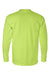 Bayside 8100 Mens USA Made Long Sleeve Crewneck T-Shirt w/ Pocket Lime Green Flat Back