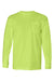 Bayside BA8100 Mens USA Made Long Sleeve Crewneck T-Shirt w/ Pocket Lime Green Flat Front