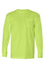 Bayside 8100 Mens USA Made Long Sleeve Crewneck T-Shirt w/ Pocket Lime Green Flat Front