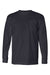 Bayside BA8100 Mens USA Made Long Sleeve Crewneck T-Shirt w/ Pocket Navy Blue Flat Front