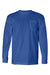 Bayside BA8100 Mens USA Made Long Sleeve Crewneck T-Shirt w/ Pocket Royal Blue Flat Front