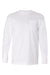 Bayside BA8100 Mens USA Made Long Sleeve Crewneck T-Shirt w/ Pocket White Flat Front