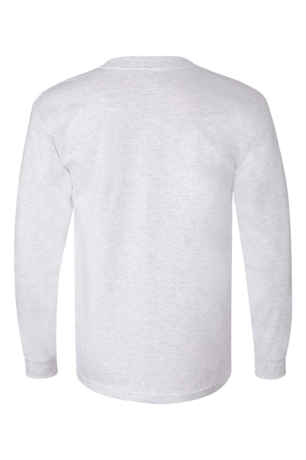 Bayside 6100 Mens USA Made Long Sleeve Crewneck T-Shirt Ash Grey Flat Back
