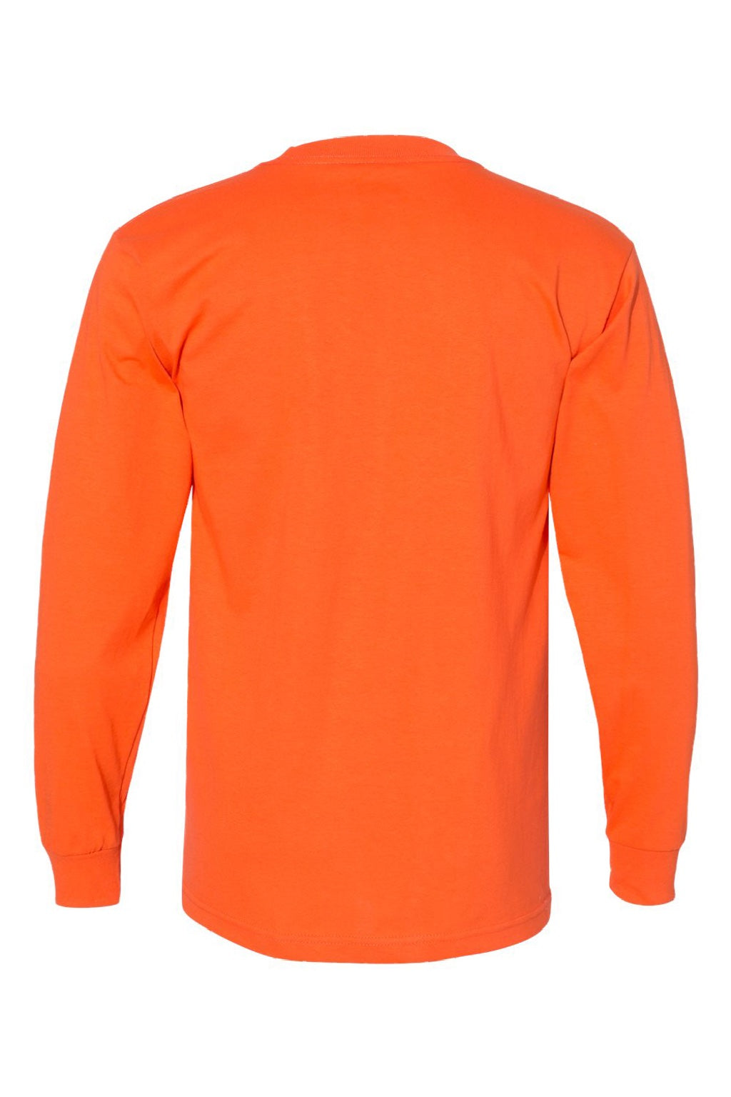 Bayside 6100 Mens USA Made Long Sleeve Crewneck T-Shirt Bright Orange Flat Back