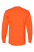 Bayside BA6100 Mens USA Made Long Sleeve Crewneck T-Shirt Bright Orange Flat Back