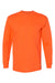 Bayside BA6100 Mens USA Made Long Sleeve Crewneck T-Shirt Bright Orange Flat Front