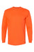 Bayside 6100 Mens USA Made Long Sleeve Crewneck T-Shirt Bright Orange Flat Front
