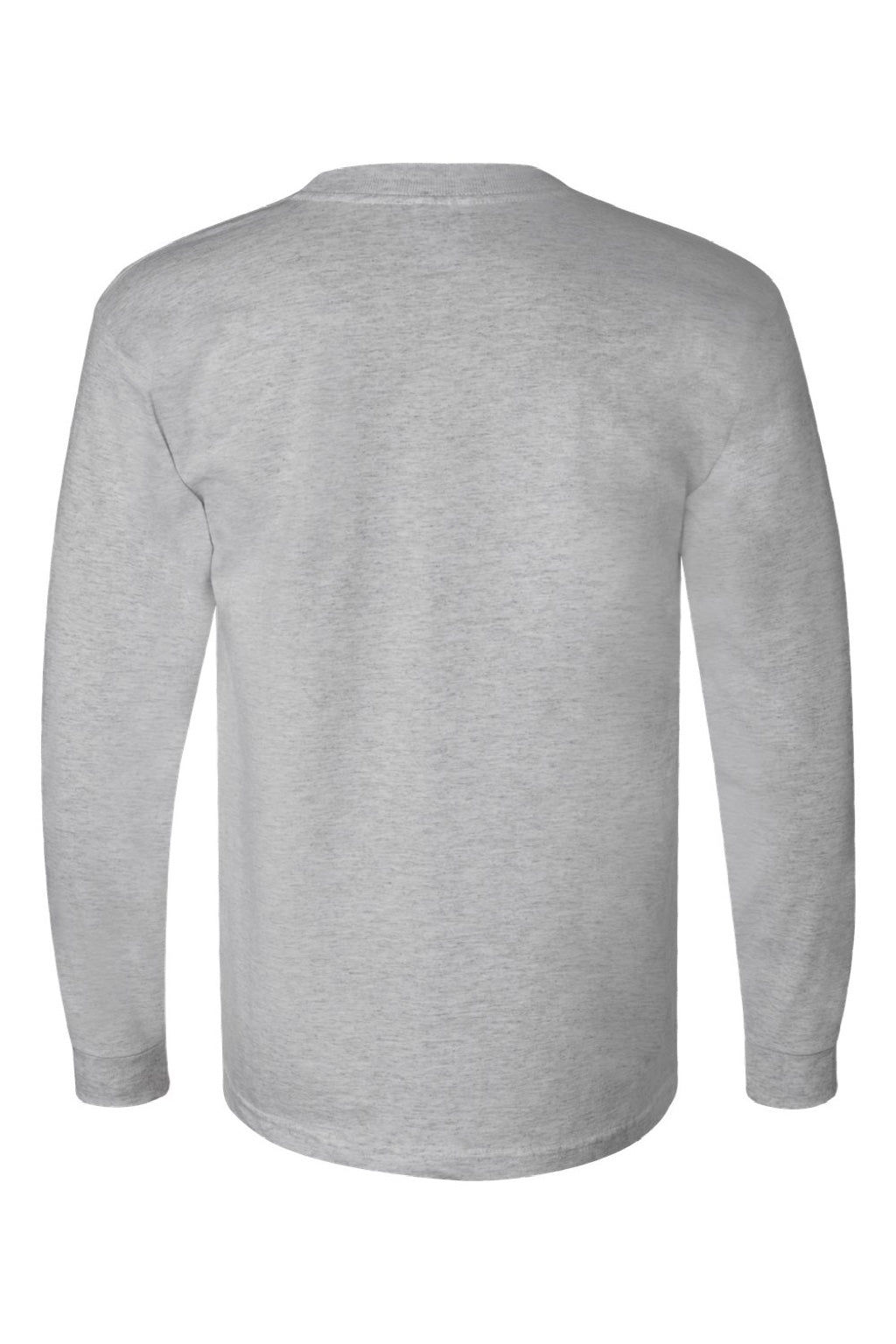 Bayside 6100 Mens USA Made Long Sleeve Crewneck T-Shirt Dark Ash Grey Flat Back
