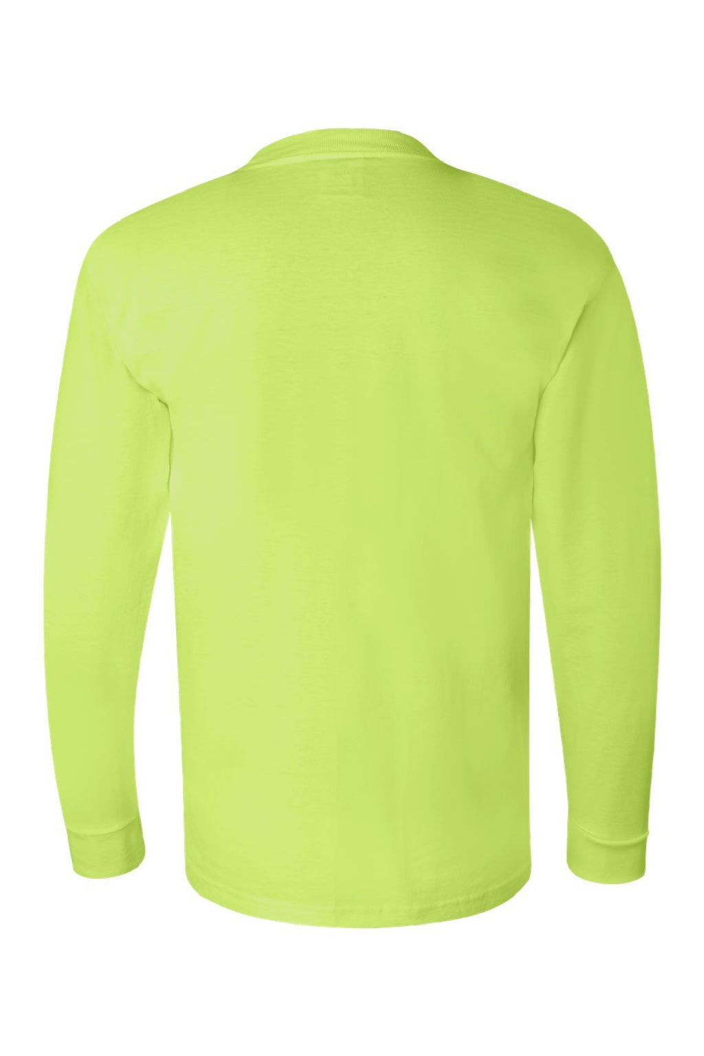 Bayside 6100 Mens USA Made Long Sleeve Crewneck T-Shirt Lime Green Flat Back