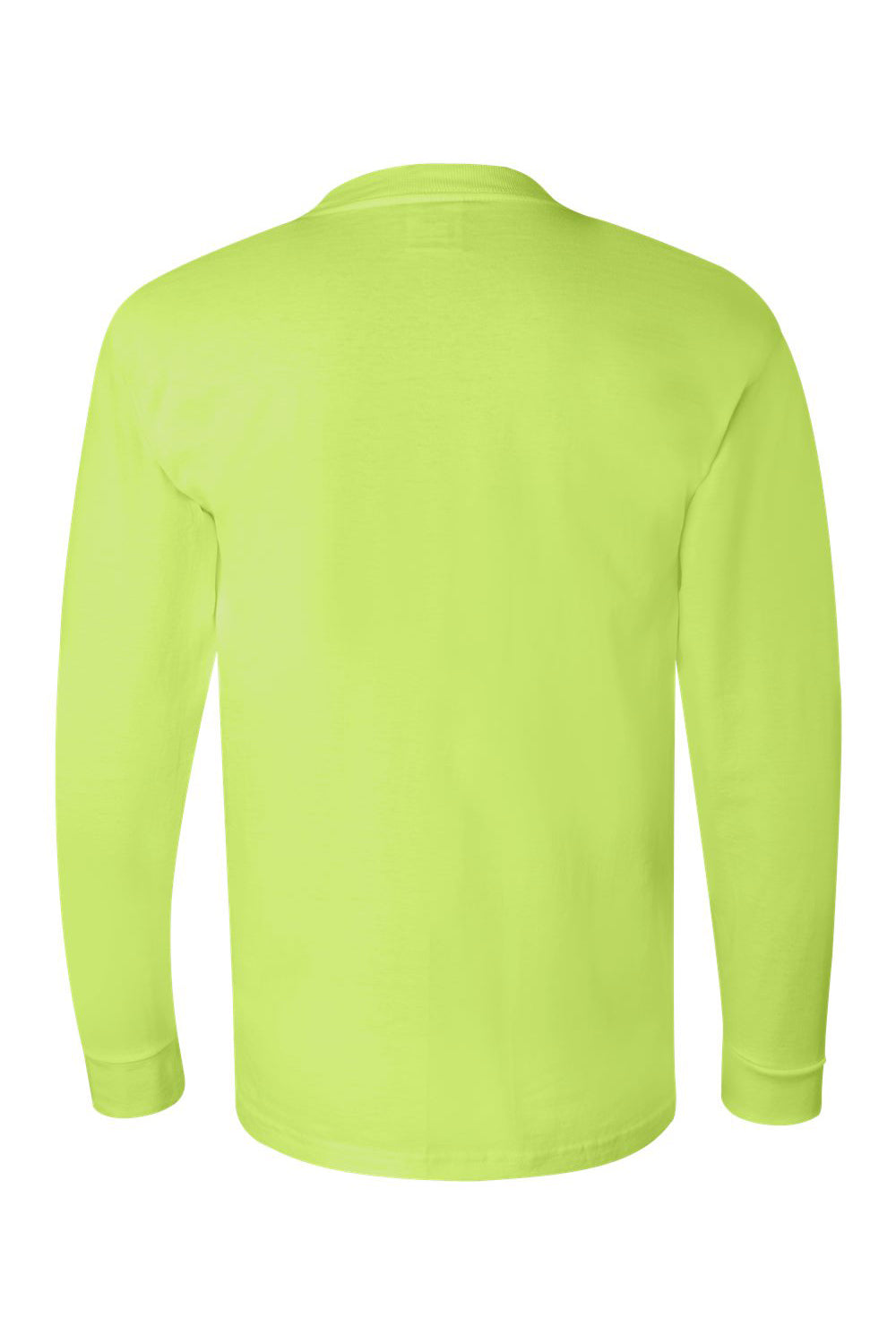 Bayside BA6100 Mens USA Made Long Sleeve Crewneck T-Shirt Lime Green Flat Back