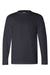 Bayside 6100 Mens USA Made Long Sleeve Crewneck T-Shirt Navy Blue Flat Front