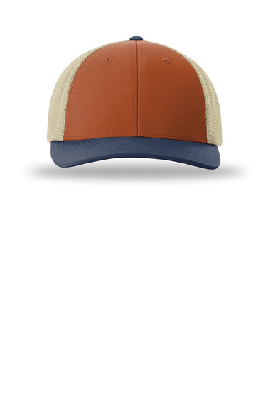 Richardson Hats 173 Mens Hood River Snapback Hat Desert Orange/Light Khaki/Insignia Blue Flat Front