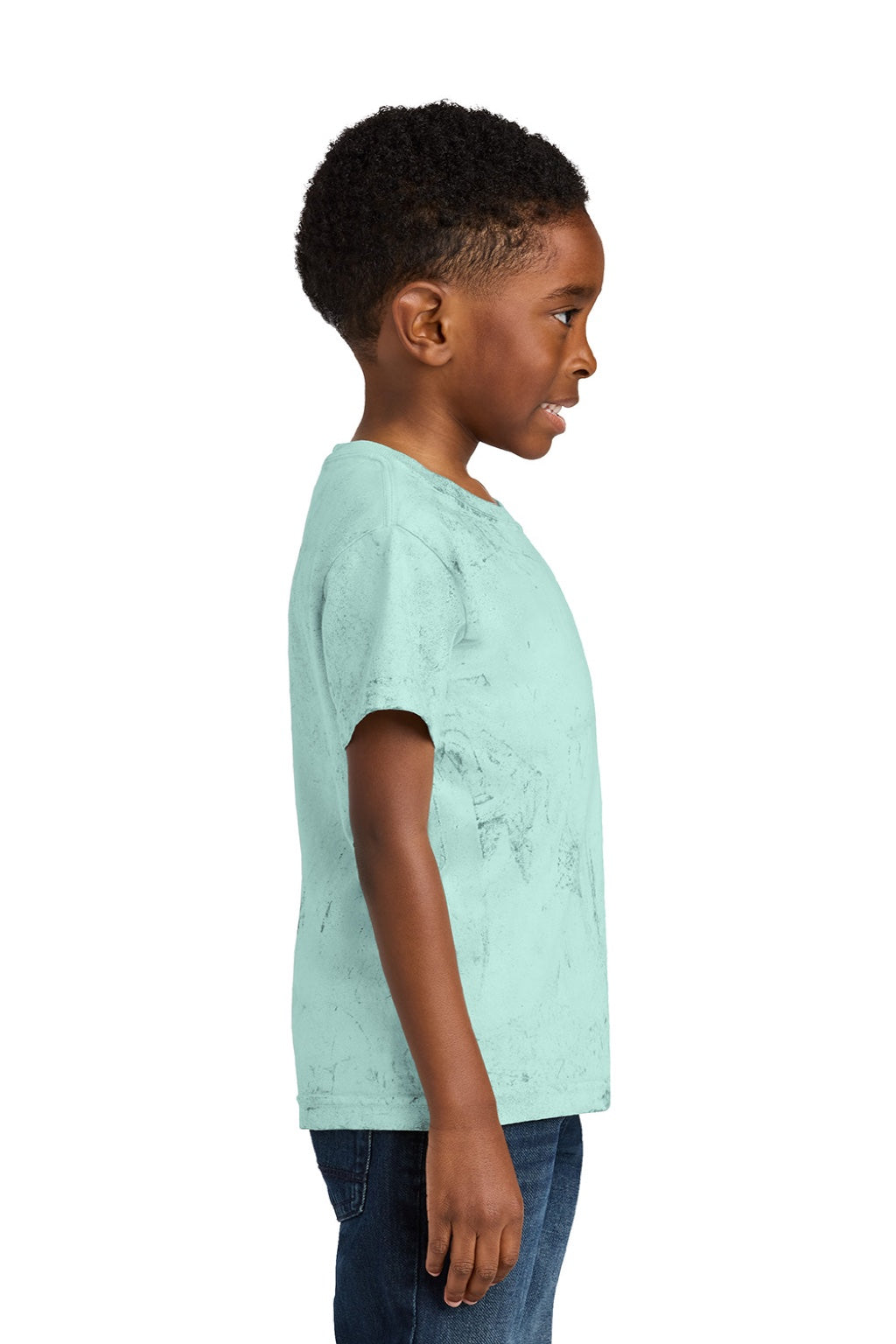 Comfort Colors 1745Y Youth Color Blast Short Sleeve Crewneck T-Shirt Sea Glass Green Model Side