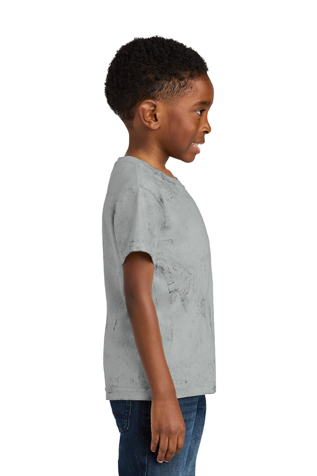 Comfort Colors 1745Y Youth Color Blast Short Sleeve Crewneck T-Shirt Smoke Grey Model Side