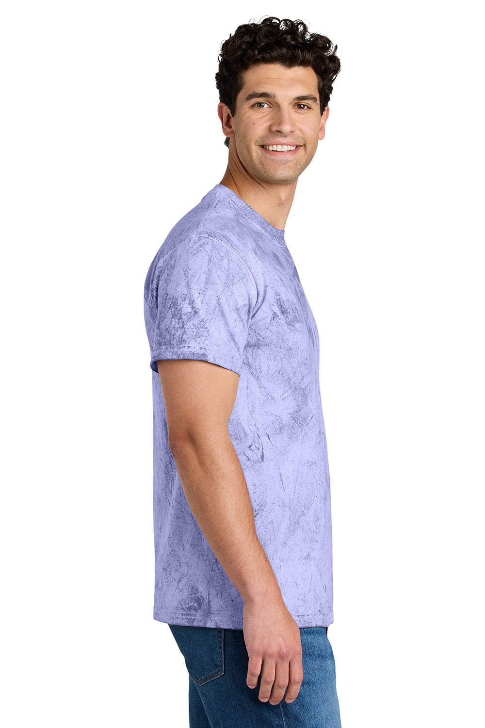 Comfort Colors 1745 Mens Color Blast Short Sleeve Crewneck T-Shirt Amethyst Purple Model Side