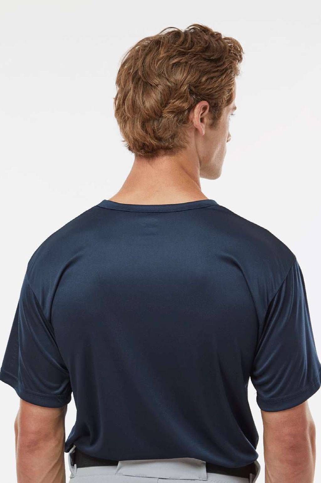 Alleson Athletic 7930 Mens B-Core Placket Short Sleeve Jersey Navy Blue Model Back
