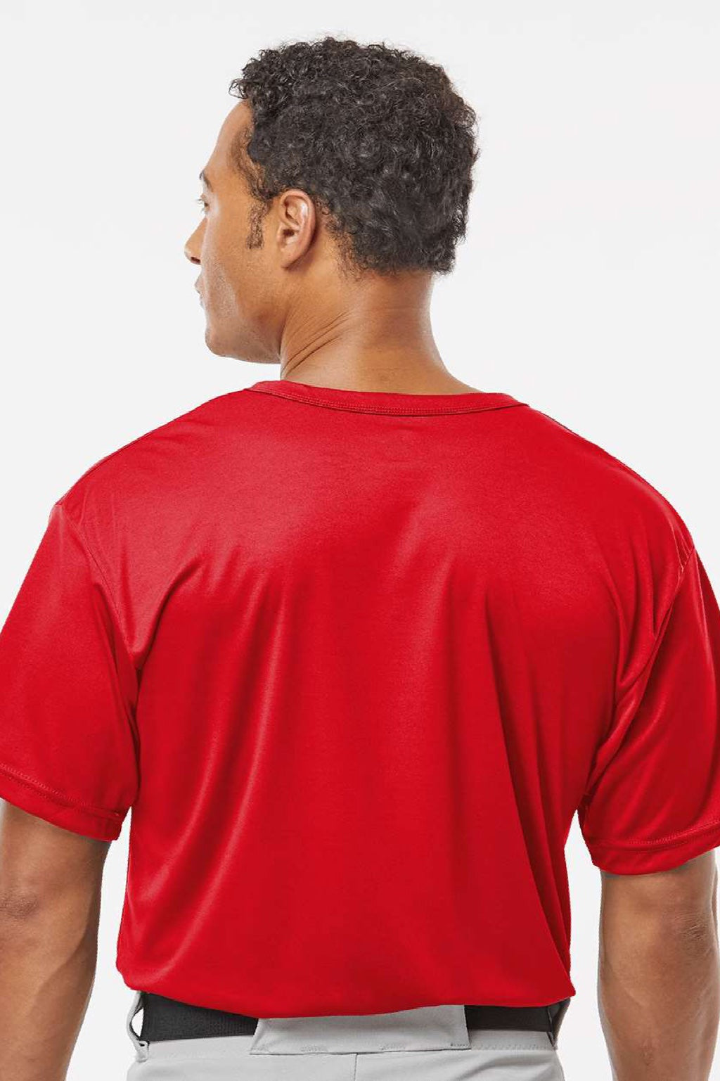 Alleson Athletic 7930 Mens B-Core Placket Short Sleeve Jersey Red Model Back