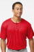Alleson Athletic 7930 Mens B-Core Placket Short Sleeve Jersey Red Model Front