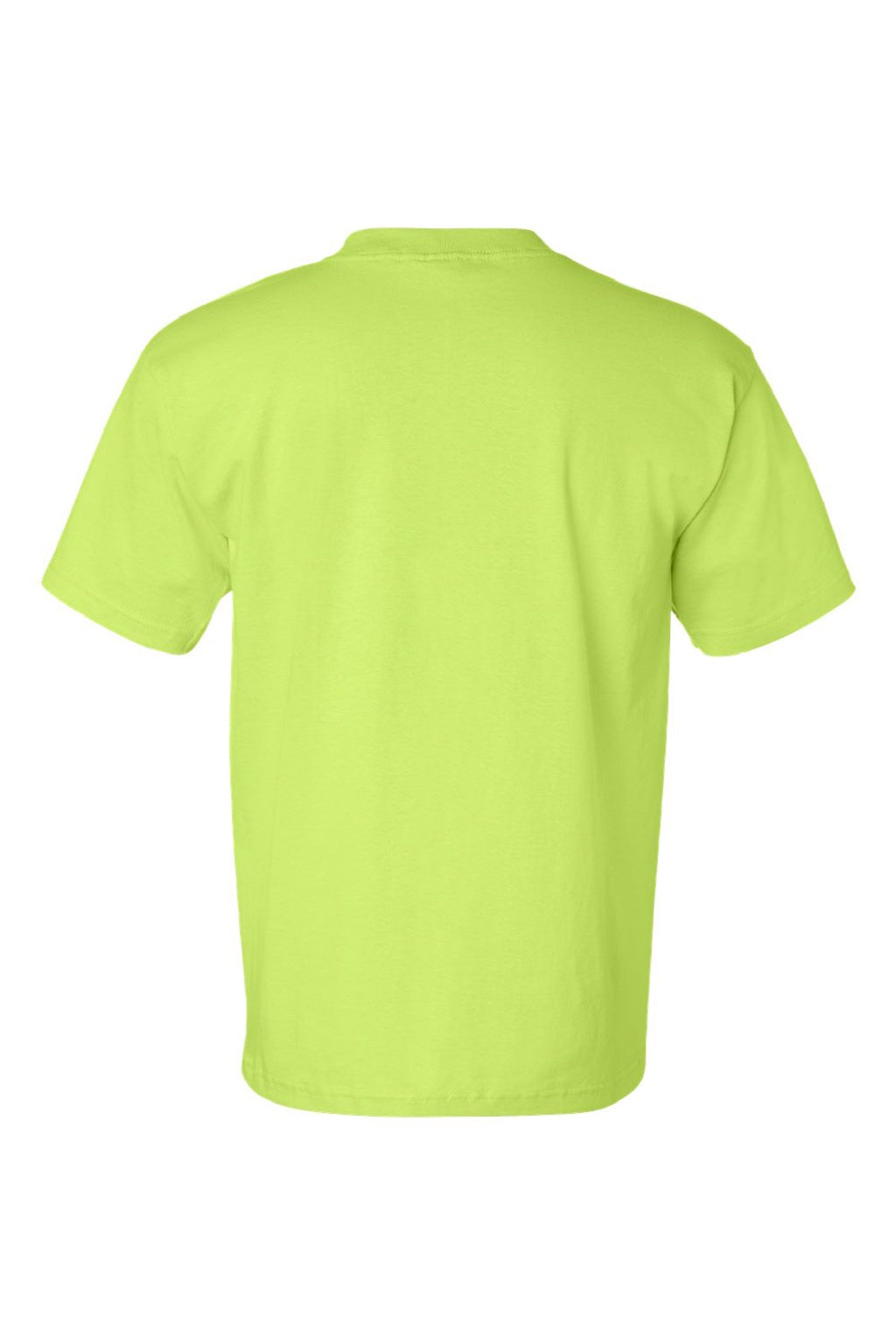 Bayside 7100 Mens USA Made Short Sleeve Crewneck T-Shirt w/ Pocket Lime Green Flat Back