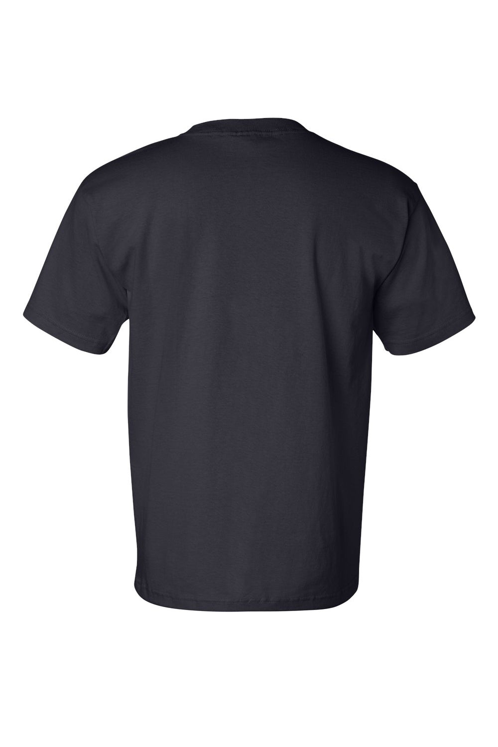 Bayside BA7100 Mens USA Made Short Sleeve Crewneck T-Shirt w/ Pocket Navy Blue Flat Back