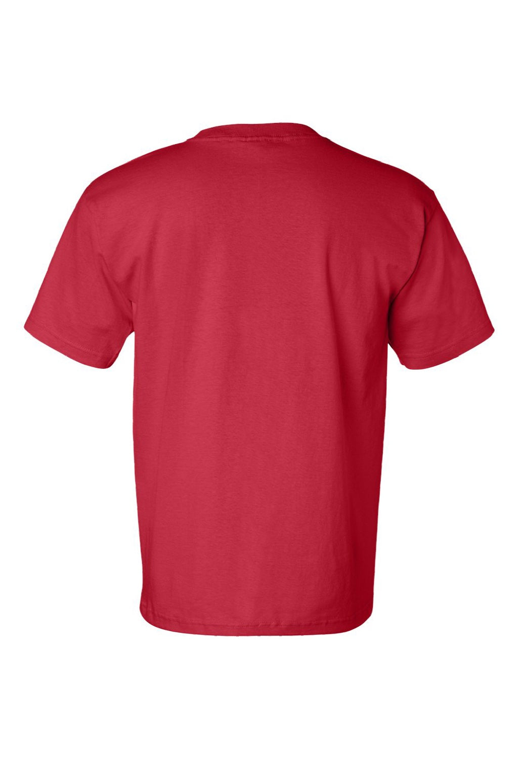 Bayside 7100 Mens USA Made Short Sleeve Crewneck T-Shirt w/ Pocket Red Flat Back