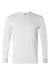 Bayside BA2955 Mens USA Made Long Sleeve Crewneck T-Shirt White Flat Front