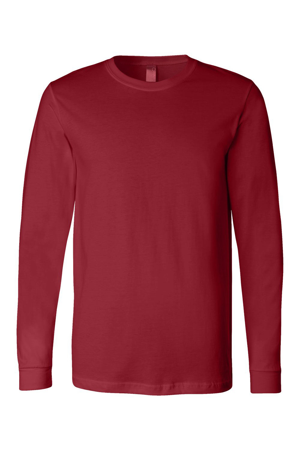 Bella + Canvas BC3501/3501 Mens Jersey Long Sleeve Crewneck T-Shirt Cardinal Red Flat Front