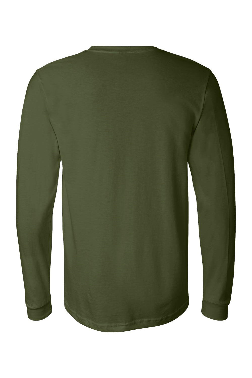 Bella + Canvas BC3501/3501 Mens Jersey Long Sleeve Crewneck T-Shirt Olive Green Flat Back