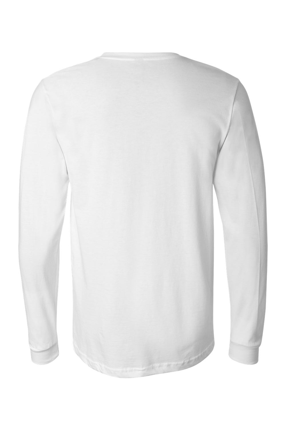 Bella + Canvas BC3501/3501 Mens Jersey Long Sleeve Crewneck T-Shirt White Flat Back