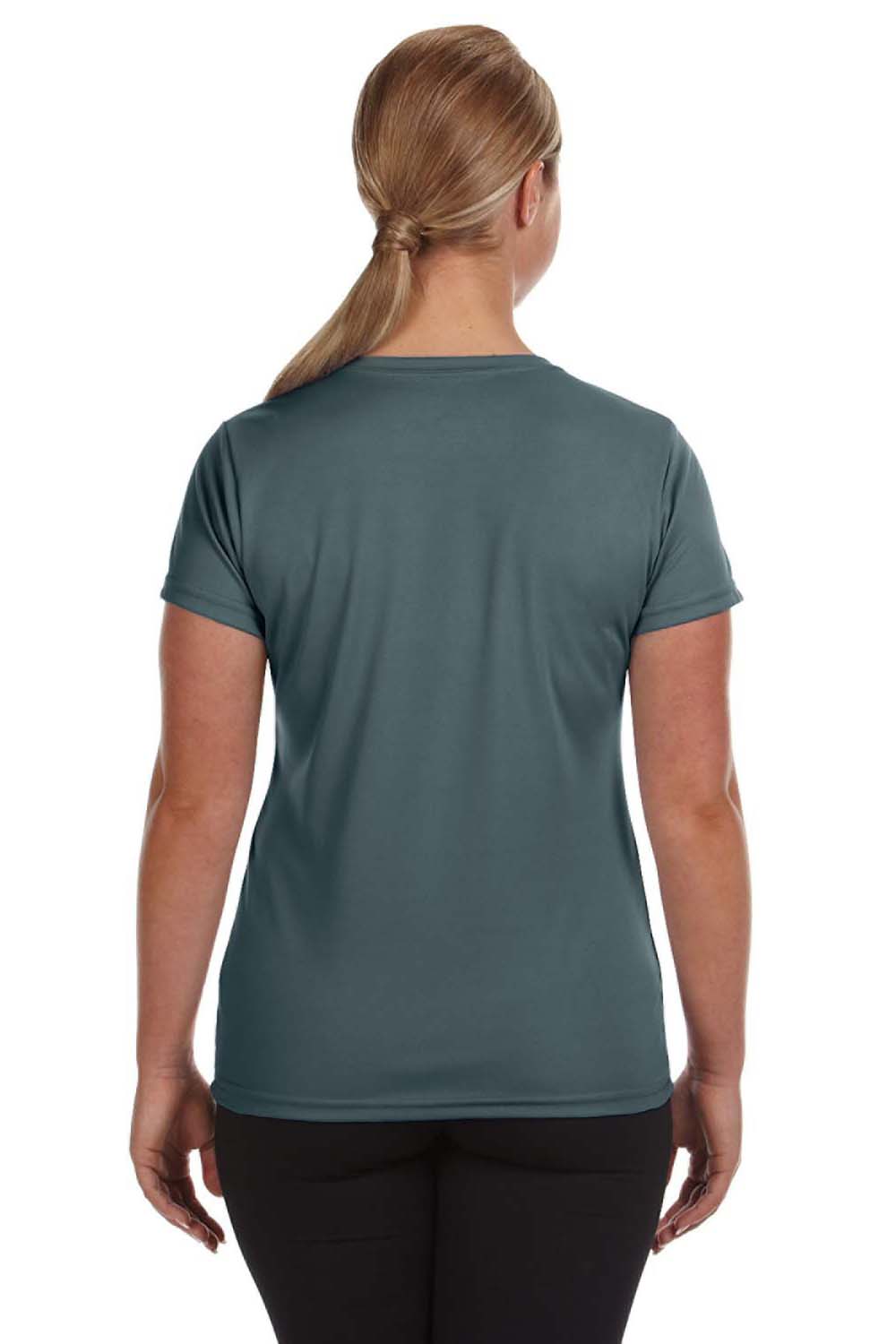 Augusta Sportswear 1790 Womens Moisture Wicking Short Sleeve V-Neck T-Shirt Graphite Grey Model Back