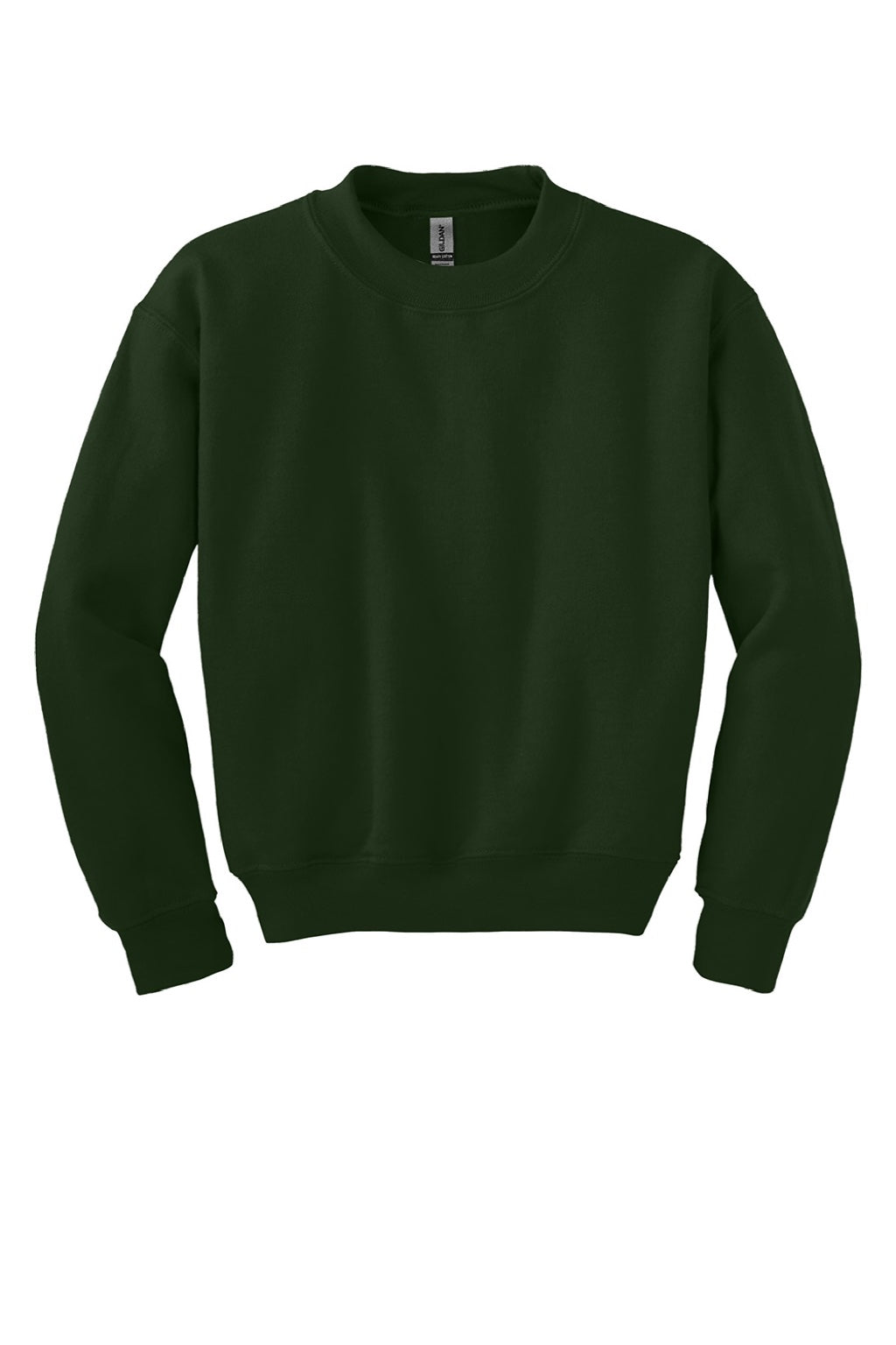 Gildan 18000B Youth Pill Resistant Fleece Crewneck Sweatshirt Forest Green Flat Front