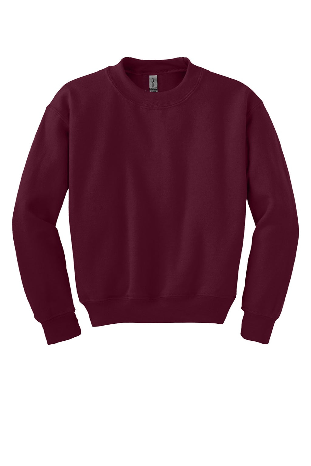 Gildan 18000B Youth Pill Resistant Fleece Crewneck Sweatshirt Maroon Flat Front