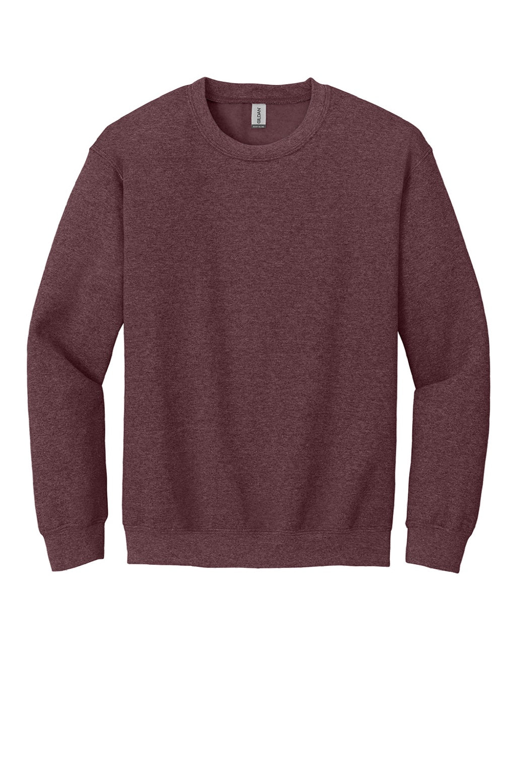 Gildan 18000 Mens Pill Resistant Fleece Crewneck Sweatshirt Heather Dark Maroon Flat Front