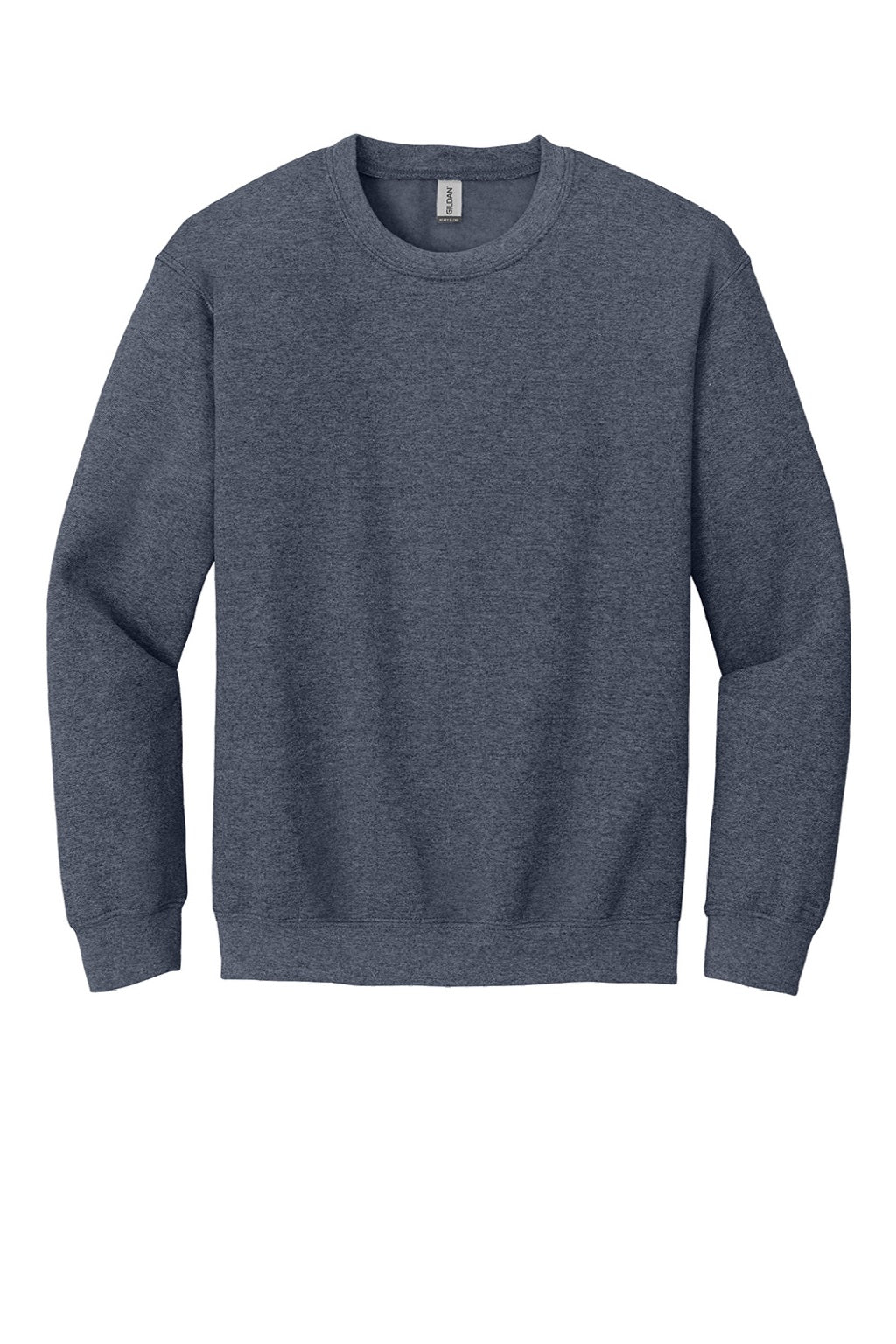 Gildan 18000 Mens Pill Resistant Fleece Crewneck Sweatshirt Heather Dark Navy Blue Flat Front
