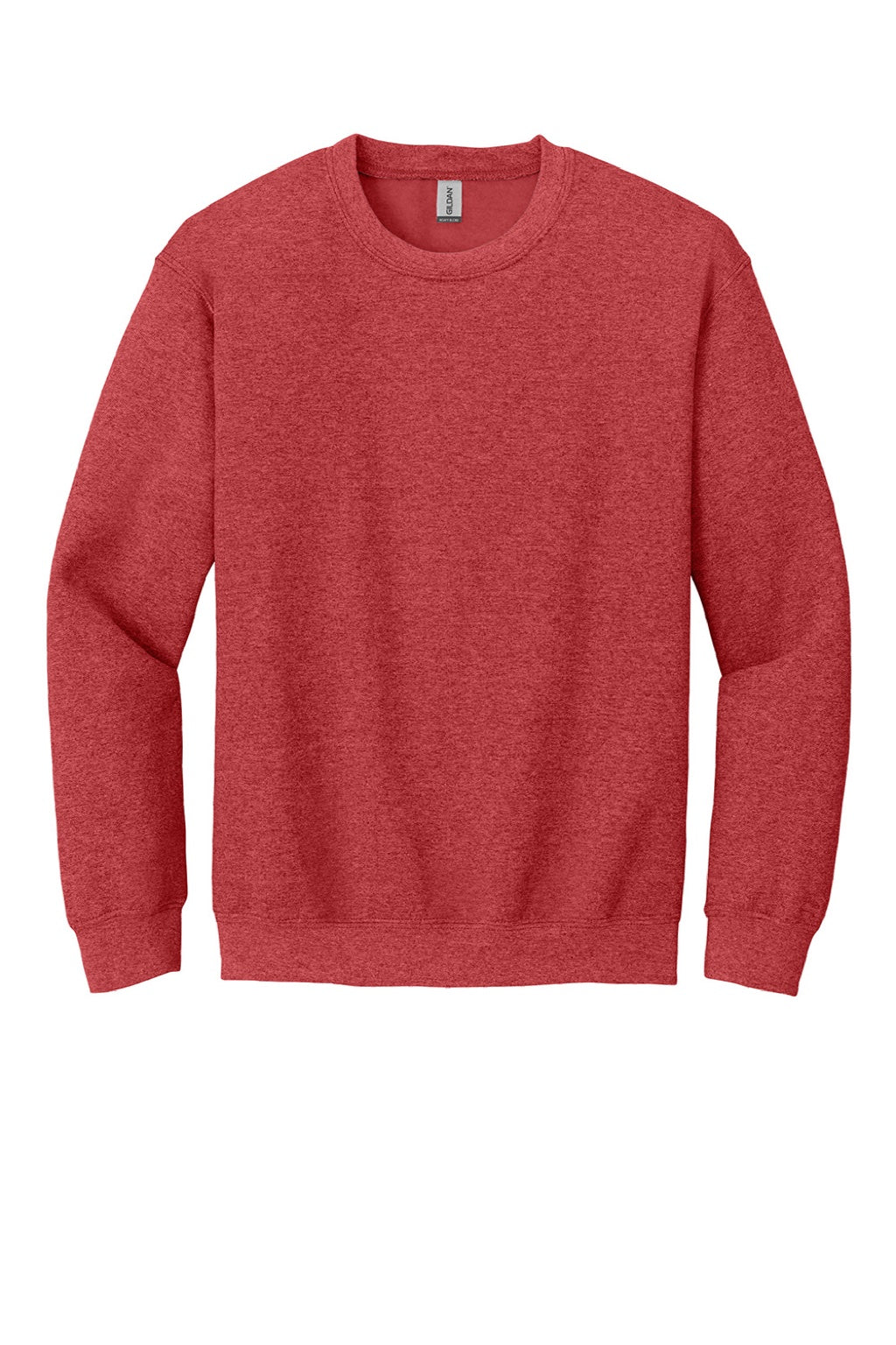 Gildan 18000 Mens Pill Resistant Fleece Crewneck Sweatshirt Heather Scarlet Red Flat Front