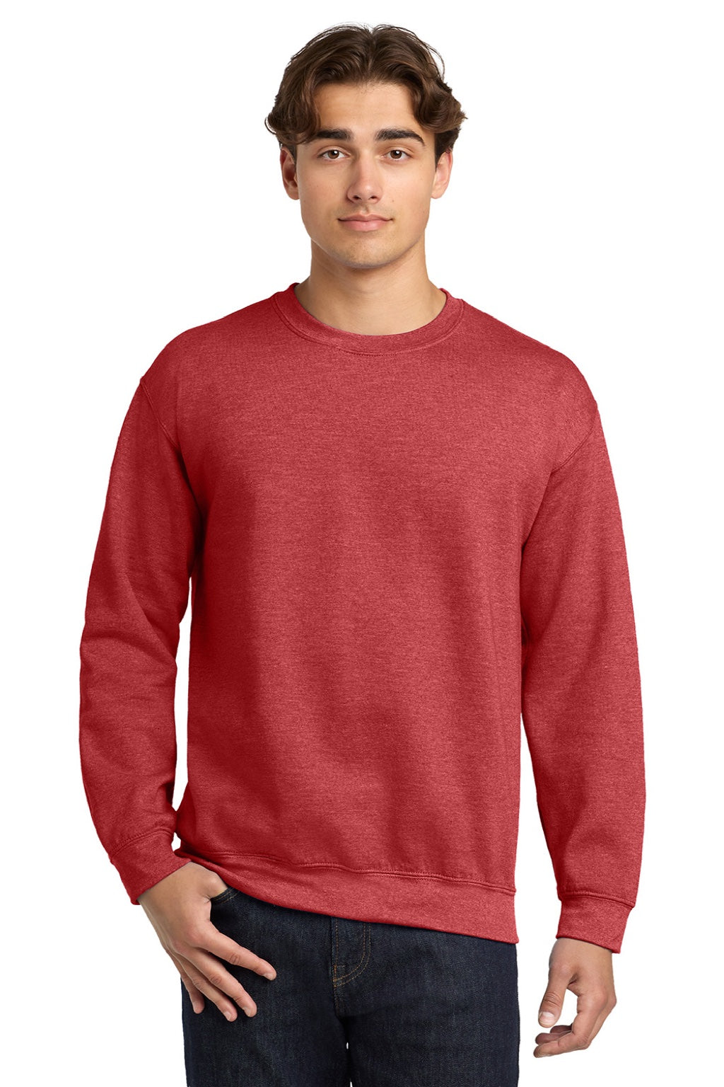 Gildan 18000 Mens Heather Scarlet Red Pill Resistant Fleece