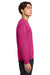 Gildan 18000 Mens Pill Resistant Fleece Crewneck Sweatshirt Heliconia Pink Model Side