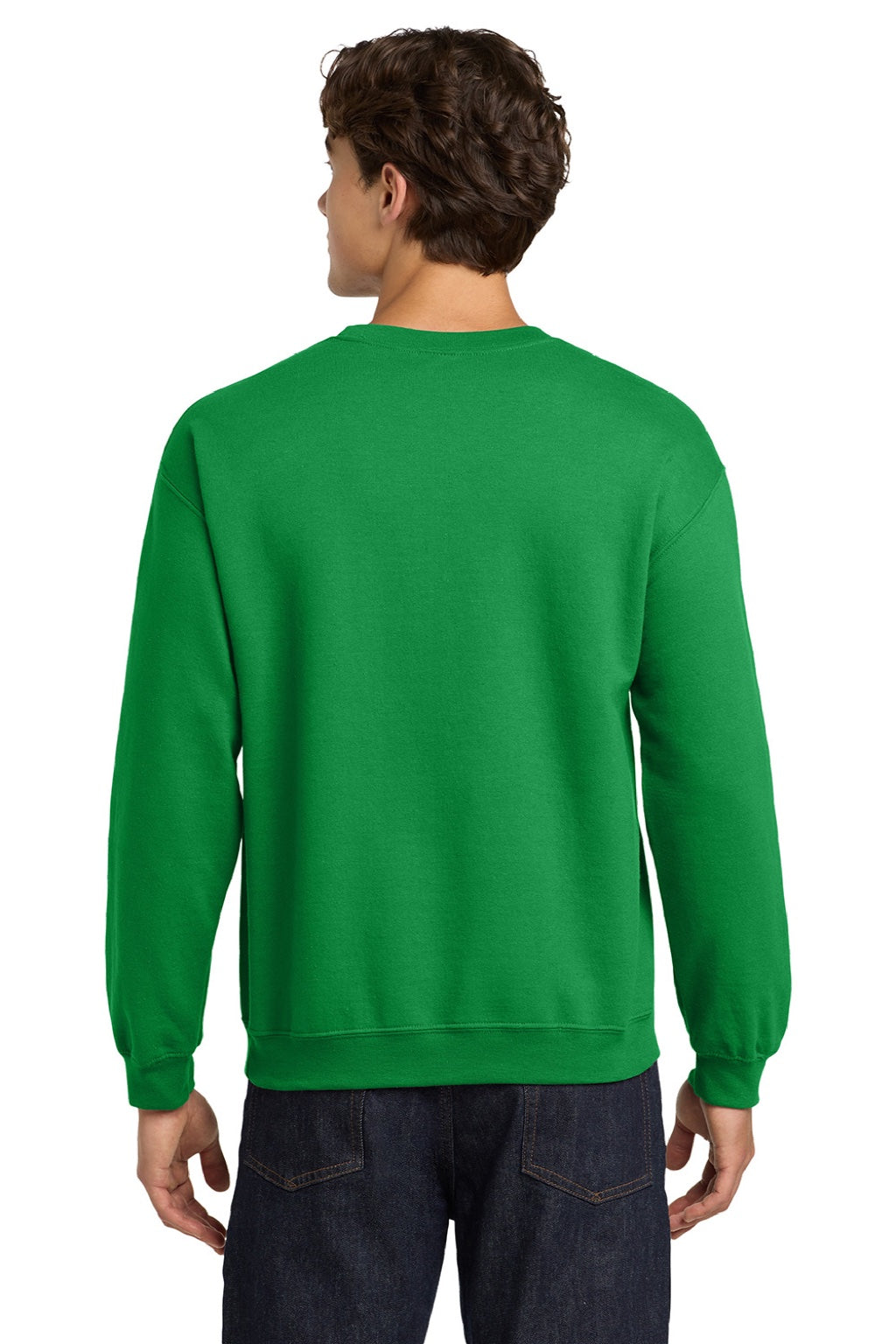 Gildan 18000 Mens Pill Resistant Fleece Crewneck Sweatshirt Irish Green Model Back